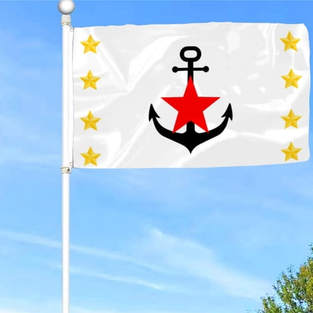 Bayyon Anchor and Red Star Flag Banner with Grommets 3x5Feet Man cave Decor 2