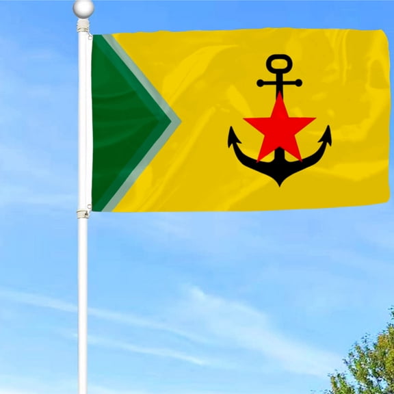 Bayyon Anchor and Red Star Flag Banner with Grommets 3x5Feet Man cave Decor