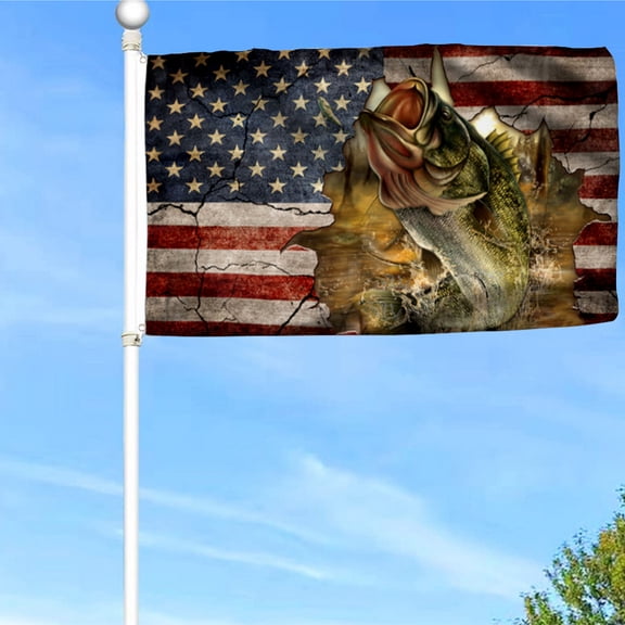 Bayyon Bass Fishing American Grommet Flag Banner with Grommets 3x5Feet Man cave Decor