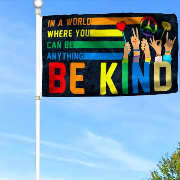 Bayyon Be Kind Hippie Sign Language Flag In A World Where You Can Be Anything Be Kind Grommet Flag Banner with Grommets 3x5Feet Man cave Decor
