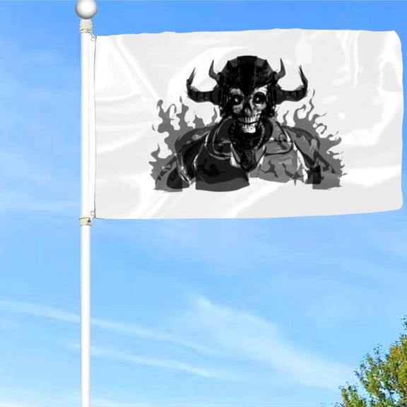 Bayyon Burning Evil Skeleton Flag Banner with Grommets 3x5Feet Man cave Decor