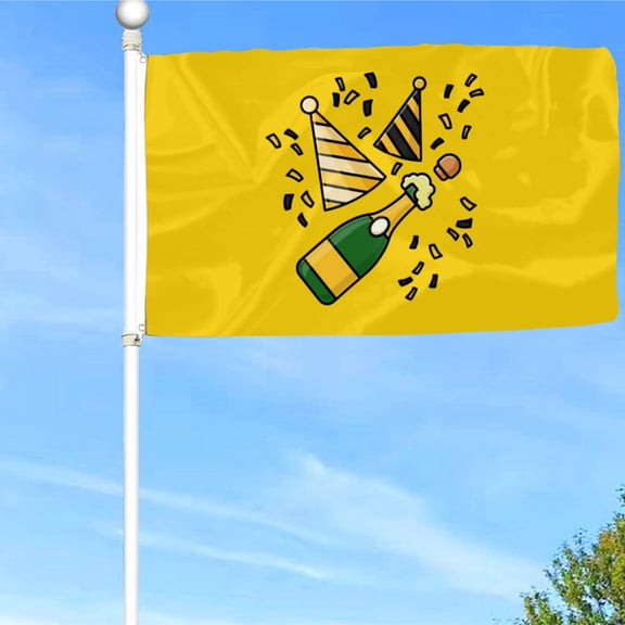 Bayyon Champagne Bottle Flag Banner with Grommets 3x5Feet Man cave Decor