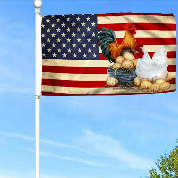 Bayyon Chicken Flag Chicken Coop American Grommet Flag Banner with Grommets 3x5Feet Man cave Decor