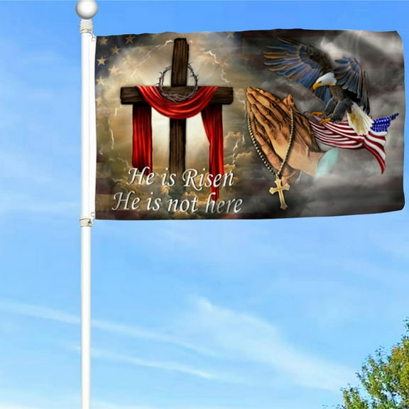 Bayyon Christ Easter Day Grommet Flag He Is Risen He Is Not Here Flag Banner with Grommets 3x5Feet Man cave Decor