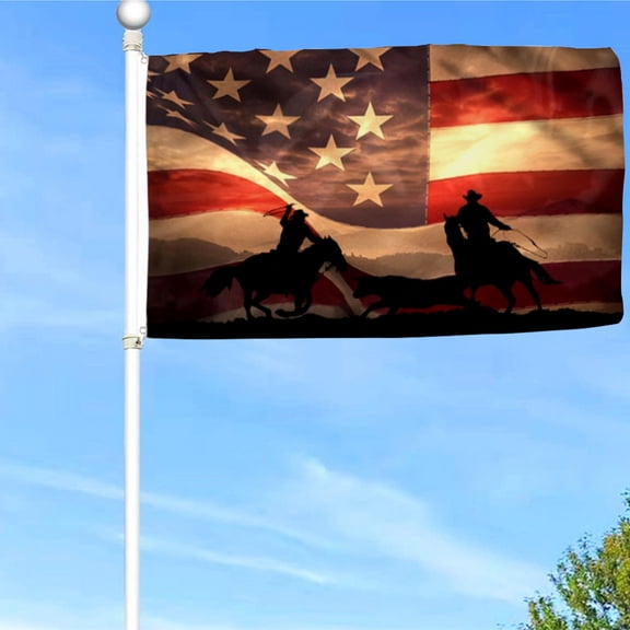 Bayyon Cowboy American Grommet Flag Banner with Grommets 3x5Feet Man cave Decor