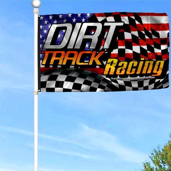 Bayyon Dirt Track Racing Grommet Flag Banner with Grommets 3x5Feet Man cave Decor