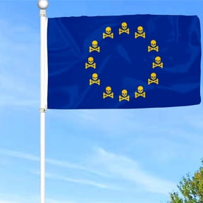 Bayyon EU flag with skull and Crossbones Flag Banner with Grommets 3x5Feet Man cave Decor