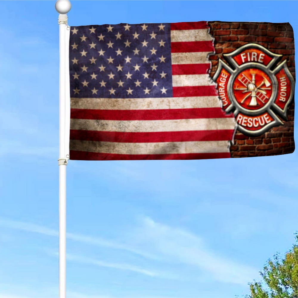 Bayyon Firefighter American Grommet Flag Banner with Grommets 3x5Feet ...