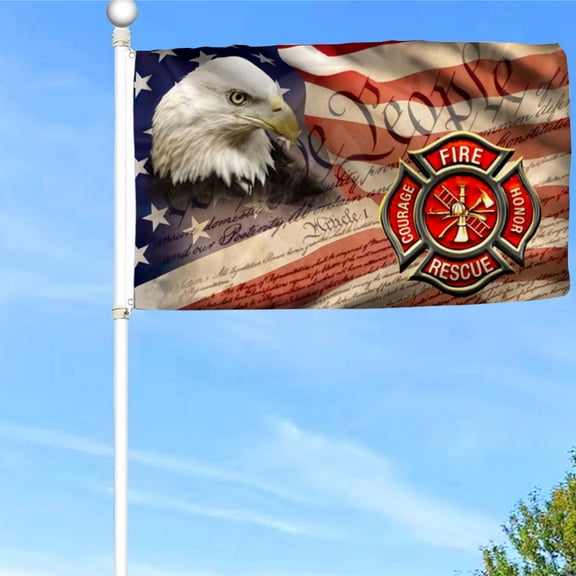 Bayyon Firefighter Flag American Eagle Firefighter Grommet Flag Banner with Grommets 3x5Feet Man cave Decor