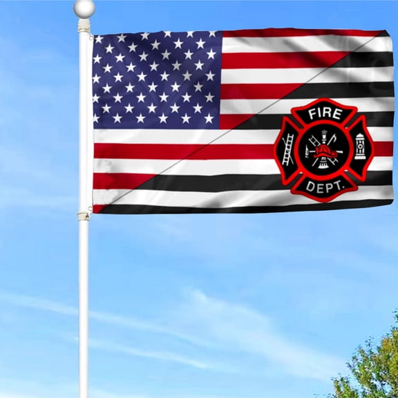 Bayyon Firefighter Flag Firefighter American Grommet Flag Banner with Grommets 3x5Feet Man cave Decor