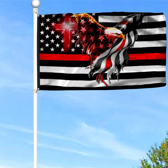 Bayyon Firefighter Flag The Thin Red Line American Eagle Flag Banner with Grommets 3x5Feet Man cave Decor