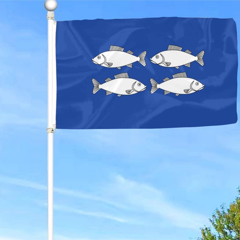 decorative flag pole fish flag and Sea Shells American Grommet This is a sleeve pole flag that will fit a standard decorative flag pole Red Fish House Flag 28x40