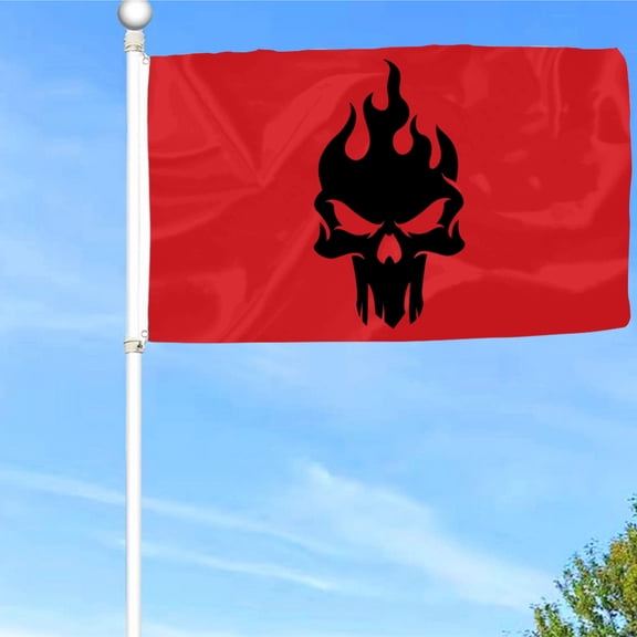 Bayyon Flame Skull Red Flag Banner with Grommets 3x5Feet Man cave Decor
