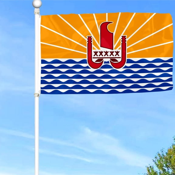 Bayyon French Polynesia Flag Banner with Grommets 3x5Feet Man cave Decor