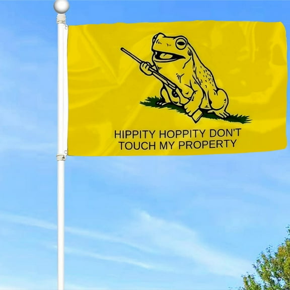 Bayyon Gadsden Flag - Hippity Hoppity Don't Touch My Property Flag Banner with Grommets 3x5Feet Man cave Decor