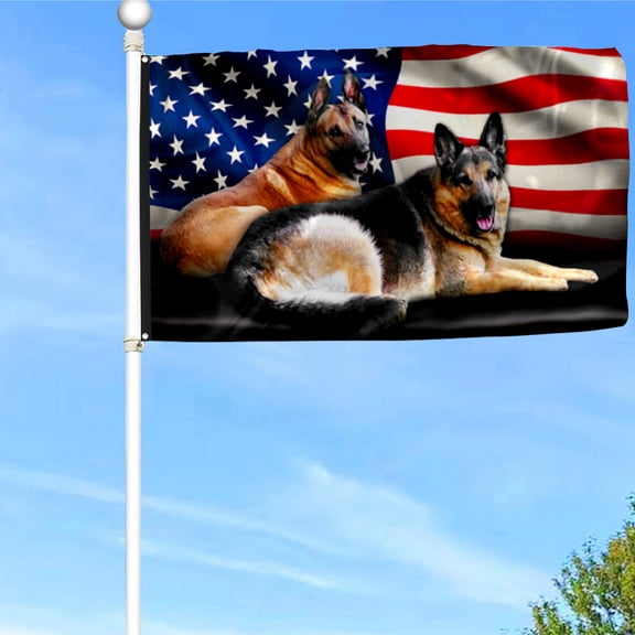 Bayyon German Shepherd Dogs American Custom Grommet Flag Banner with Grommets 3x5Feet Man cave Decor