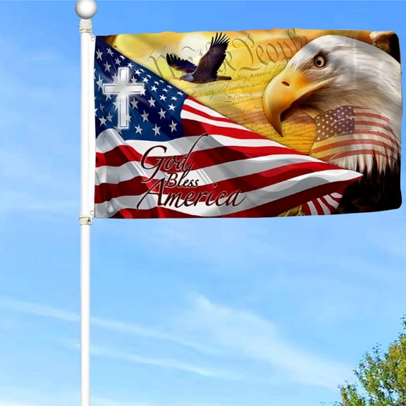 Bayyon God Bless America Eagle Flag Banner with Grommets 3x5Feet Man cave Decor