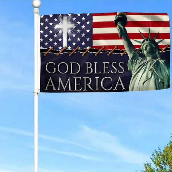 Bayyon God Bless America Flag Banner with Grommets 3x5Feet Man cave Decor 2
