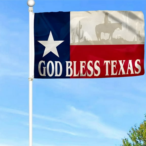 Bayyon God Bless Texas Flag Banner with Grommets 3x5Feet Man cave Decor