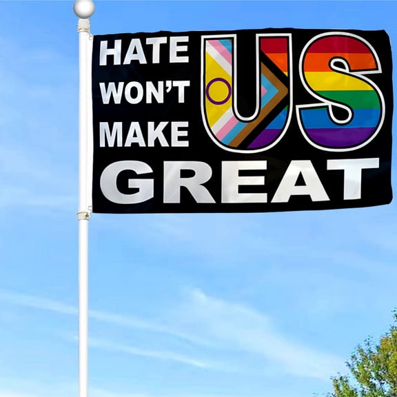 Bayyon Hate Won't Make US Great Flag Banner with Grommets 3x5Feet Man cave Decor