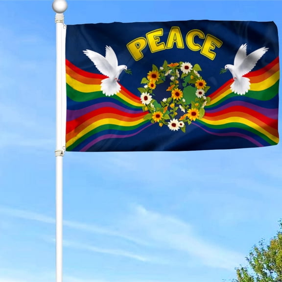 Bayyon Hippie Flag Dove Peace Hippie Grommet Flag Banner with Grommets 3x5Feet Man cave Decor