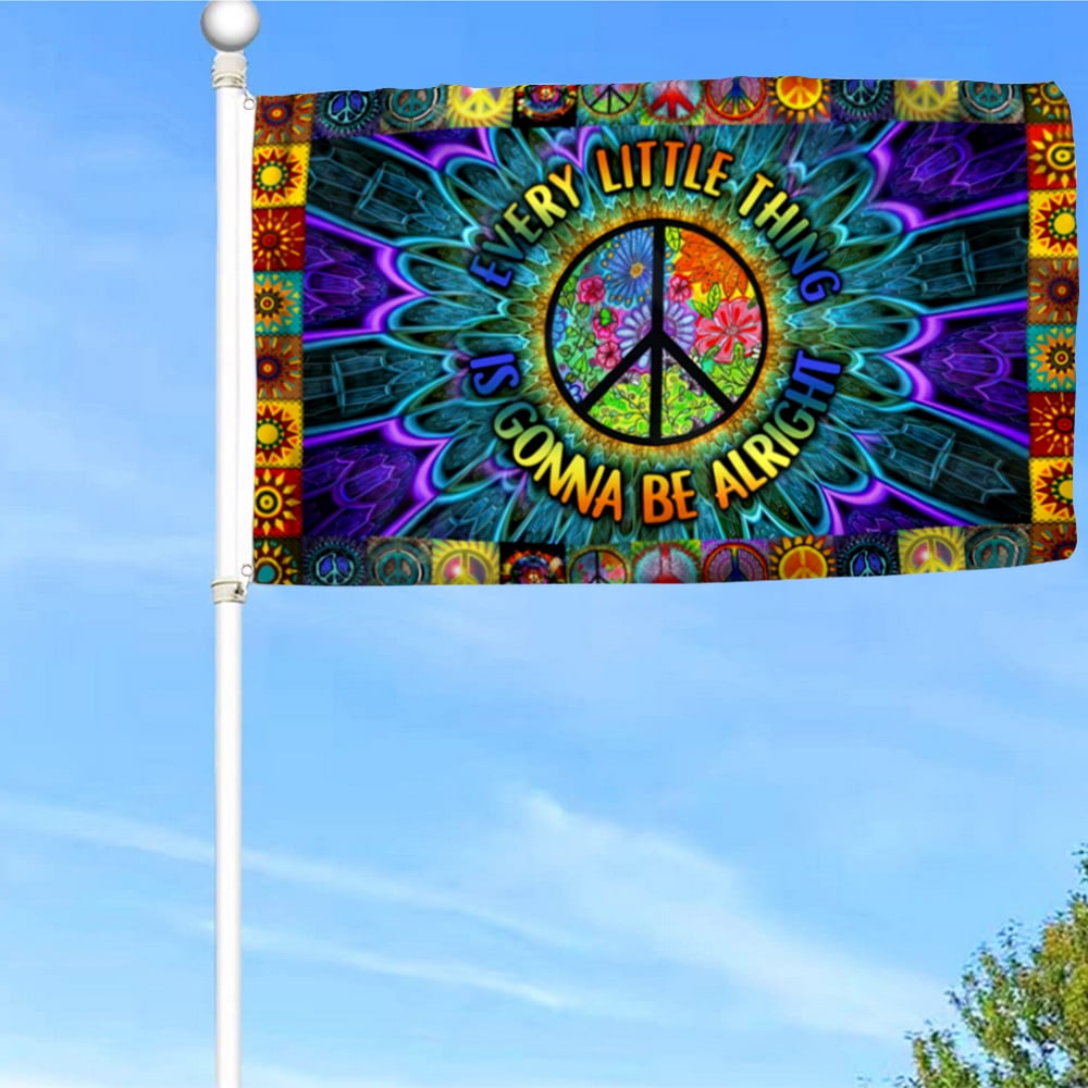 Hippie Every Little Thing Is Gonna Be Alright Cafesign Décoration murale en métal 20,3 x 30,5 cm