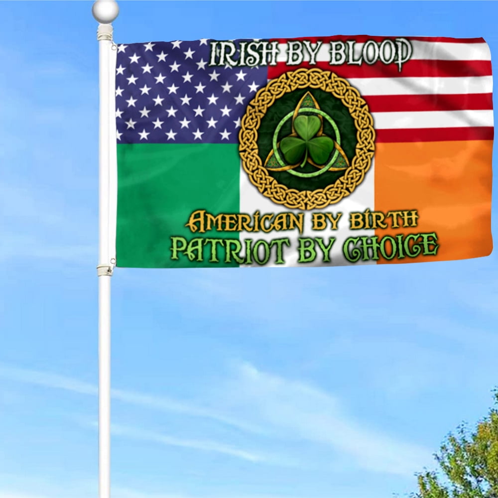 Bayyon Ireland US Grommet Flag Irish By Blood American By Birth Patriot