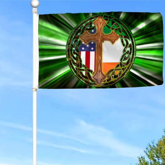 Bayyon Irish Grommet Flag, St. Patricks Day Ireland American Flag Banner with Grommets 3x5Feet Man cave Decor