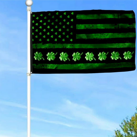 Bayyon Irish Grommet Flag, St. Patricks Day Shamrock Flag Banner with Grommets 3x5Feet Man cave Decor