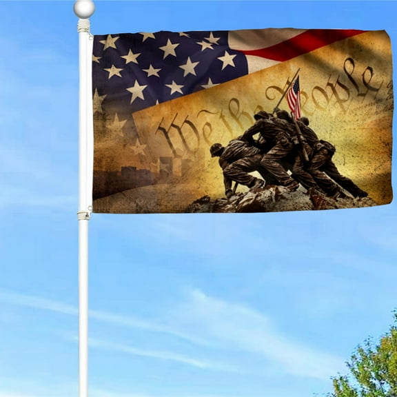 Bayyon Iwo Jima Memorial Flag Veteran American Patriot Grommet Flag Banner with Grommets 3x5Feet Man cave Decor
