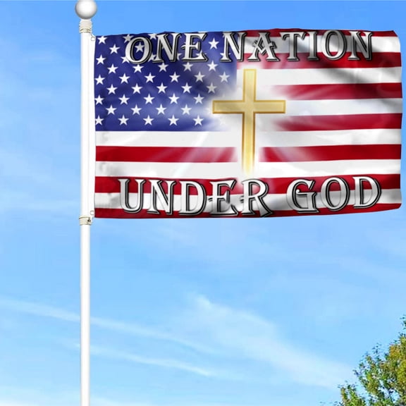 Bayyon Jesus Flag One Nation Under God American Grommet Flag Banner with Grommets 3x5Feet Man cave Decor