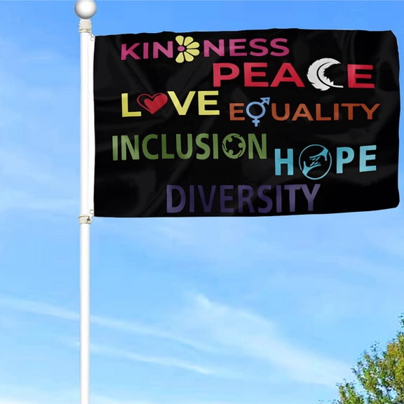 Bayyon Kindness Peace Equality Love Inclusion Hope Diversity Flag Banner with Grommets 3x5Feet Man cave Decor 3