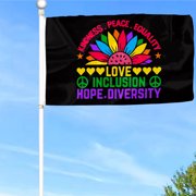 Bayyon Kindness Peace Equality Love Inclusion Hope Diversity Flag Banner with Grommets 3x5Feet Man cave Decor