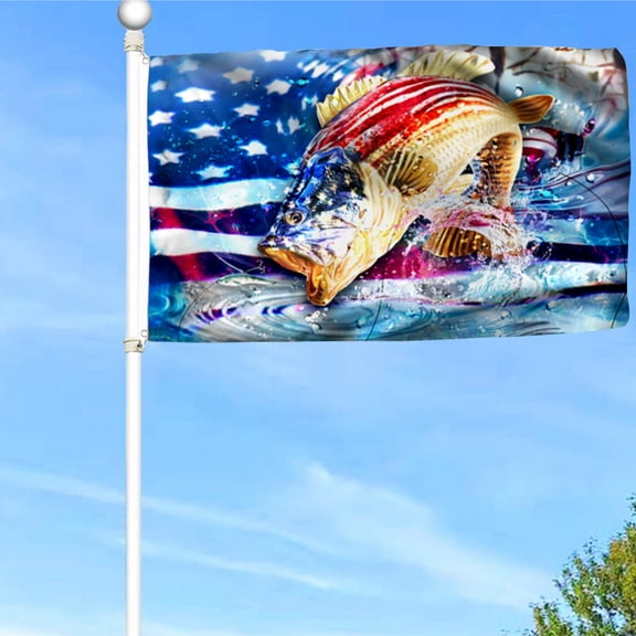 Bayyon Largemouth Bass Fishing American Grommet Flag Banner with Grommets 3x5Feet Man cave Decor