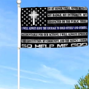 Bayyon Law Enforcement Thin Blue Line Flag Banner with Grommets 3x5Feet Man cave Decor
