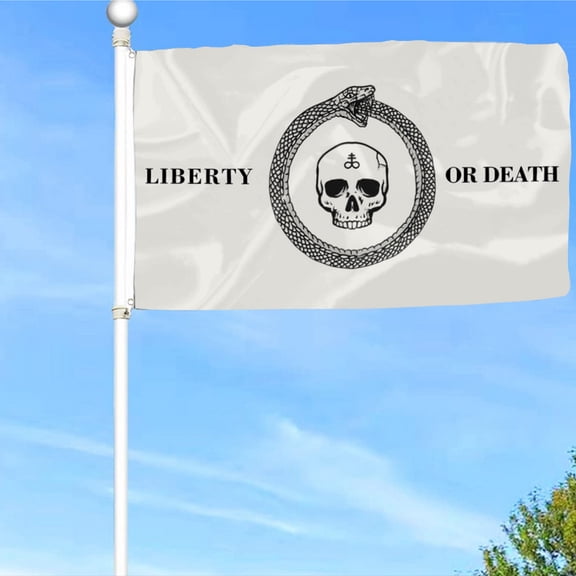 Bayyon Liberty or Death Skull Flag Banner with Grommets 3x5Feet Man cave Decor