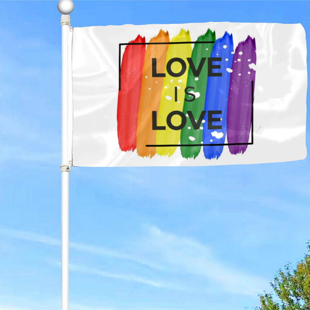 Bayyon Love is Love, LGBT Rainbow Flag Banner with Grommets 3x5Feet Man ...