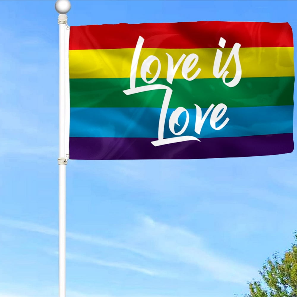 Bayyon Love is Love Rainbow Pride Flag Banner with Grommets 3x5Feet Man ...