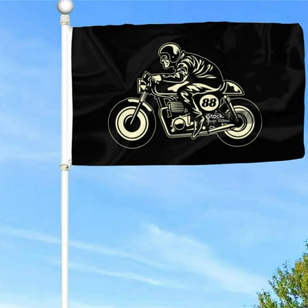 Bayyon Man Ride A Cafe Racer Stock Racecar, Retro Style Flag Banner with Grommets 3x5Feet Man cave Decor