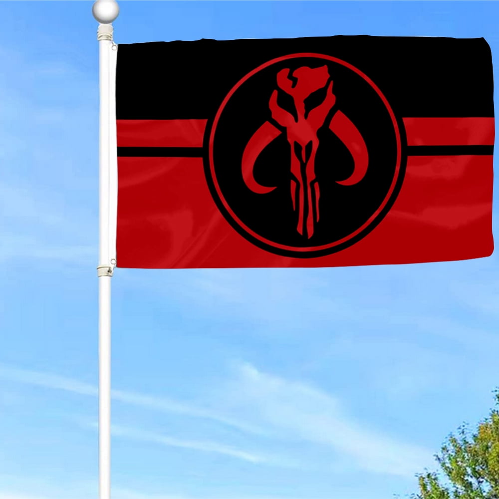 Bandera Mandaloriana 3x5 Pies - Poliéster Con Ojales, Impresión HD, Para Interior Y Exterior, Color Negro