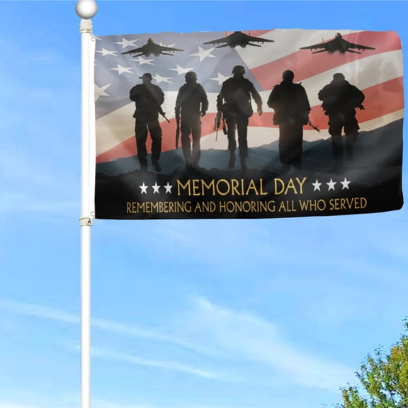 Bayyon Memorial Day Flag - Remembering And Honoring All Who Served Flags Banner with Grommets 3x5Feet Man cave Decor
