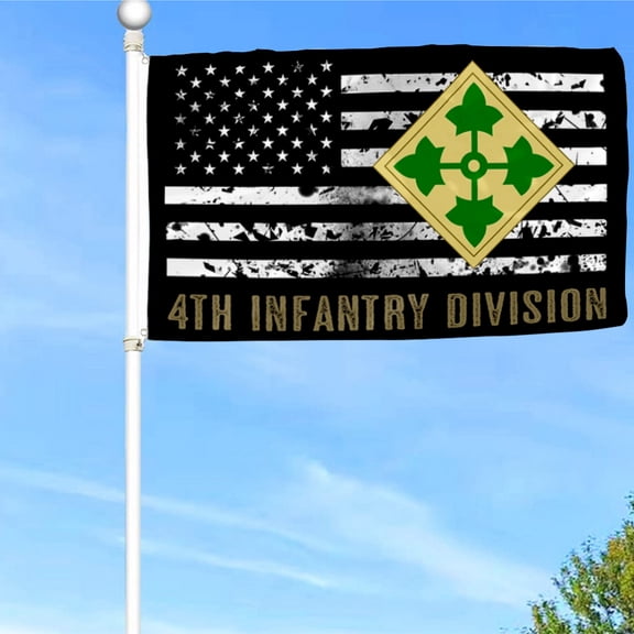 Bayyon Military 4th Infantry Division Flag Banner with Grommets 3x5Feet Man cave Decor