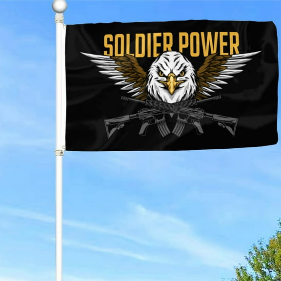 Bayyon Military American Soldier with Eagle Flag Banner with Grommets 3x5Feet Man cave Decor