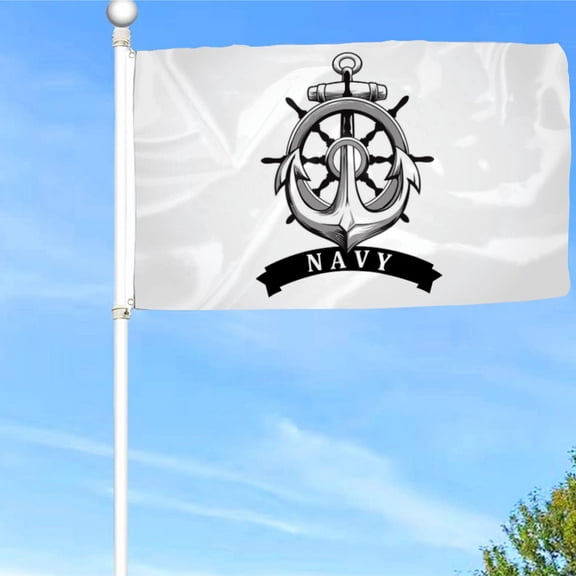 Bayyon Navy Navigation Anchor Flag Banner with Grommets 3x5Feet Man cave Decor