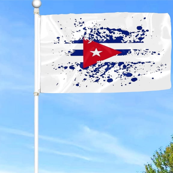 Bayyon Of the Republic of Cuba inside Paint Splatter Shape Flag Banner with Grommets 3x5Feet Man cave Decor