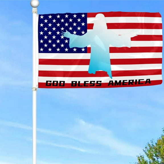 Bayyon One Nation Under God Flag Patriotic God Bless America Flag Christian American Flags with Jesus Flag Banner with Grommets 3x5Feet Man cave Decor