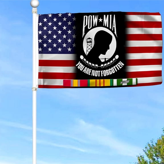 Bayyon POW MIA Military Veteran Flag Banner with Grommets 3x5Feet Man cave Decor