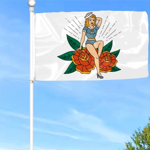 Bayyon Pinup Girl Flag Banner with Grommets 3x5Feet Man cave Decor