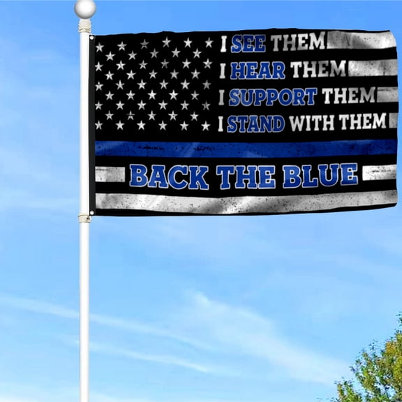 Bayyon Police Flag Back The Blue American Police Grommet Flag Banner with Grommets 3x5Feet Man cave Decor