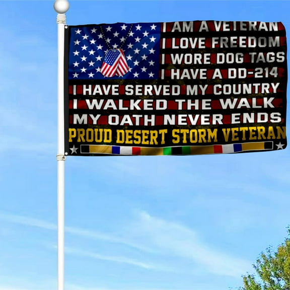 Bayyon Proud Desert Storm Veterans Grommet Flag, Gulf War Veterans, I Walked The Walk Flag Banner with Grommets 3x5Feet Man cave Decor